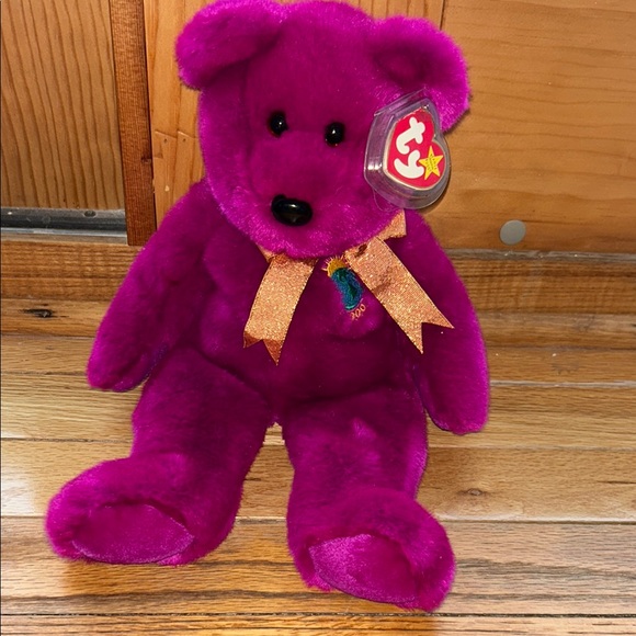 Ty Purple Teddy Bear Plush Toy Millennium Big Plush - Picture 1 of 4